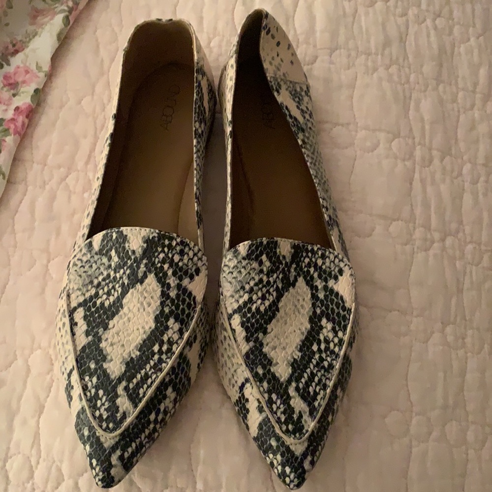 Snakeskin print flats